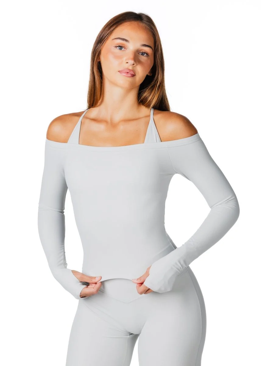 Core Capsule Off The Shoulder Top - Light grey
